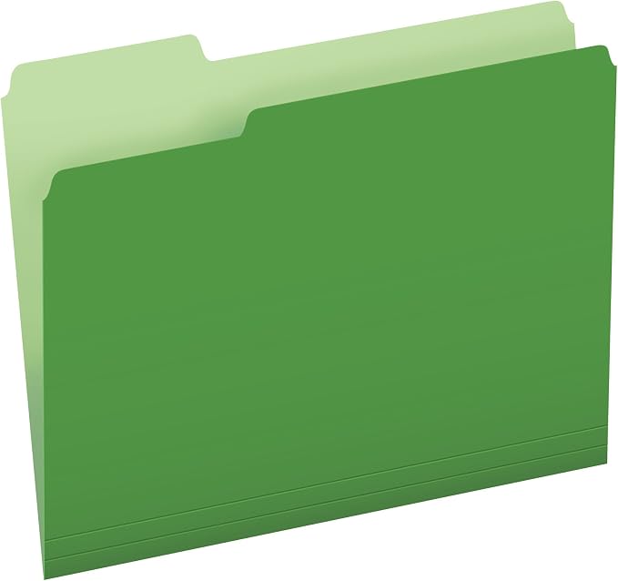Pendaflex Two-Tone Color File Folders, Letter Size, 1/3 Cut, Bright Green, 100 Per box (152 1/3 BGR)