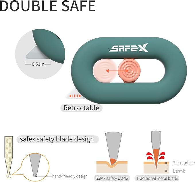 Box Cutter Retractable, Box Opener, Ceramic, Built-In Magnetic, Mini, Safety, Cute, Small, Package Opener for Women