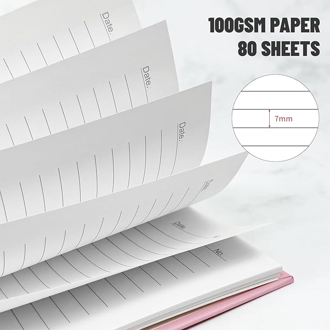 Lined Spiral Notebook B5 Pink Hardcover Notebooks for Work -7.48" X 10.18" 4 Pack 7MM College Ruled,160 Pages 100GSM Thick Paper for Note Taking School Office Supplies