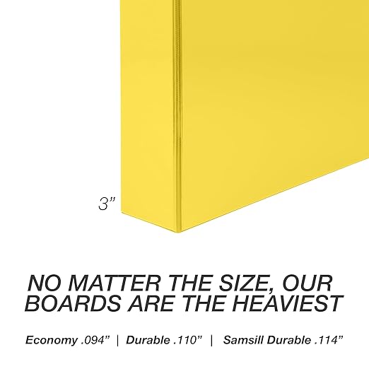 Samsill Durable 3 inch 3 Ring Binder, D Ring Binder, 100% Recycled Chipboard, Yellow
