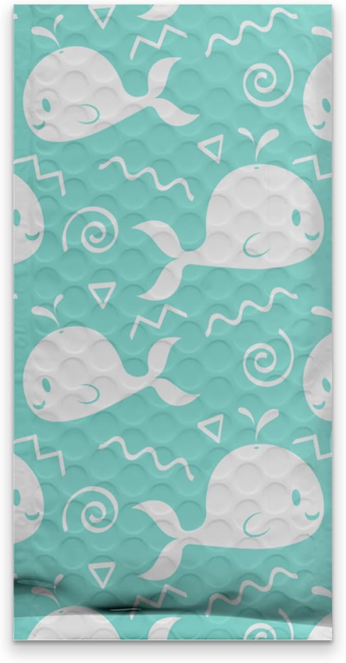 4x8 (20pcs) Blue Whales Designer Self Seal Poly Bubble Mailers Shipping Envelopes Padded Bags