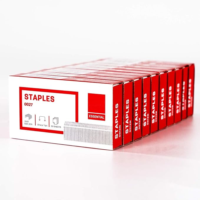 Leven 5,000 Staples, Fits 40 & 60 Sheet Capacity Staplers, 5/16" Leg Length | Jam Free Sharp Chisel Point Design, 10 Boxes of 500 Staples