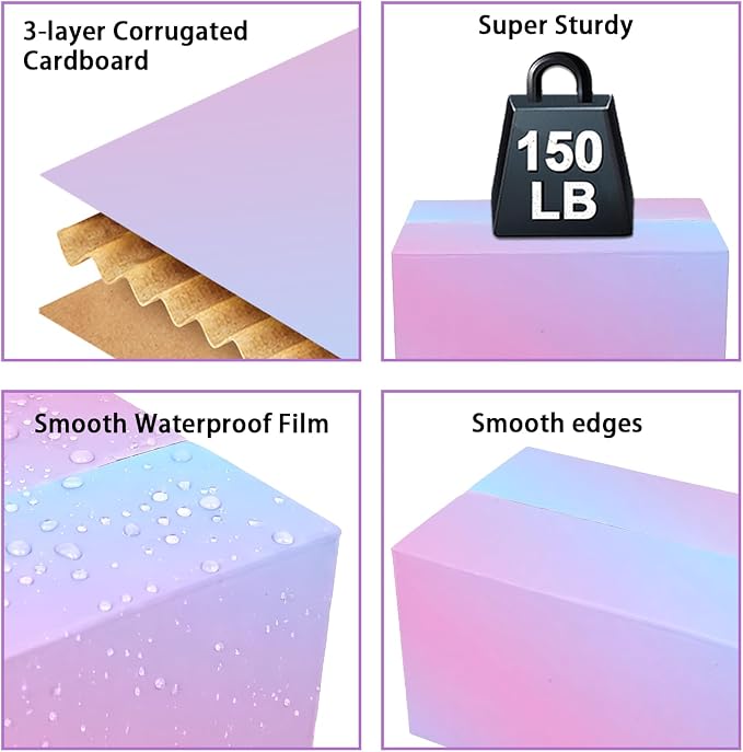 Shipping Boxes Medium 9x6x4 Inches, 30 Pack Mailer Packaging Boxes Bulk, Pink Blue Corrugated Cardboard Boxes for Small Business Mailing Packing