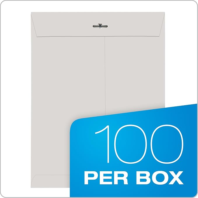 Quality Park Quality Park Executive Gray Gummed Clasp Envelopes (QUA38590), 9 x 12 Inches