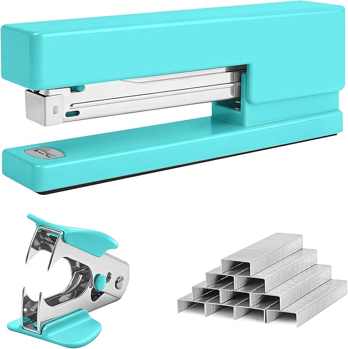 Office Desktop Stapler - 25 Sheet Capacity with 830 Staples and Staple Remover,Staplers for Desk,Non-Slip for School, Home, Green