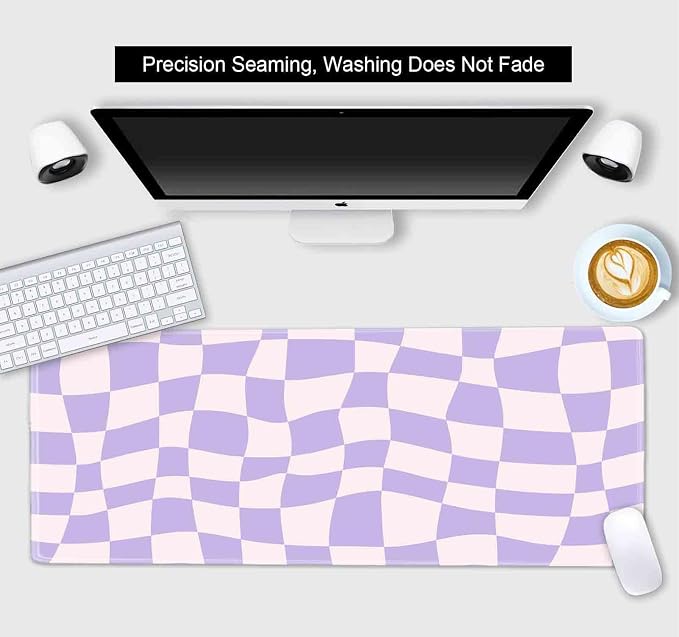 Pastel Purple Desk mat, Checkered Pattern Large Mouse Pad, Protector Pad Writing Mat for Work Home Decor, Desk Pad, Gaming Mousepad, Big Mouse Pads for Office Computer Laptop, 31.5 X 11.8 in