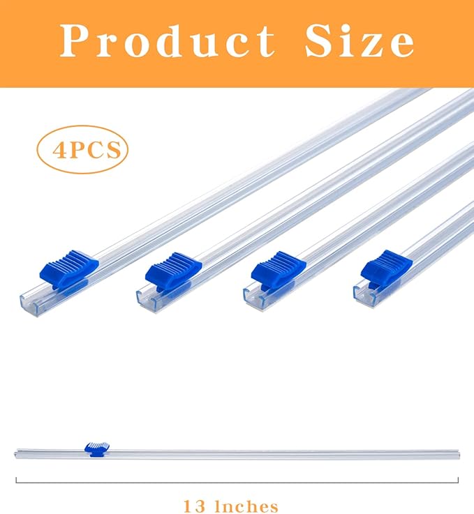 Plastic Wrap Cutter - 4 Sticks Self-Adhesive Fit 12" Roll Slide Cutter for Foil, Wax Paper, Parchment Paper - Replacement Fit Most Brands Wrap Dispenser