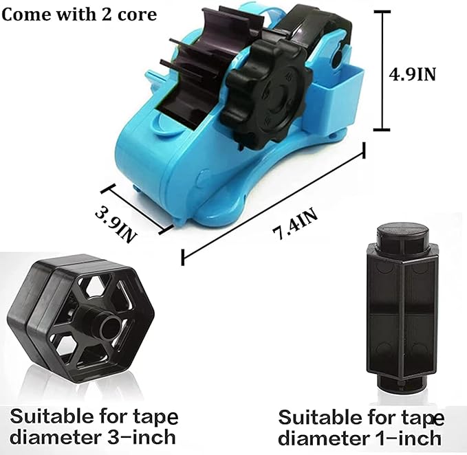 Blue Heat Tape Dispenser Sublimation - Multiple Roll Cut Heat Tape Dispenser to PreCut Heat Transfer Tape Heat Resistant Tape, Semi-Automatic Tape Dispenser 3" & 1" Core for Scotch Tapes