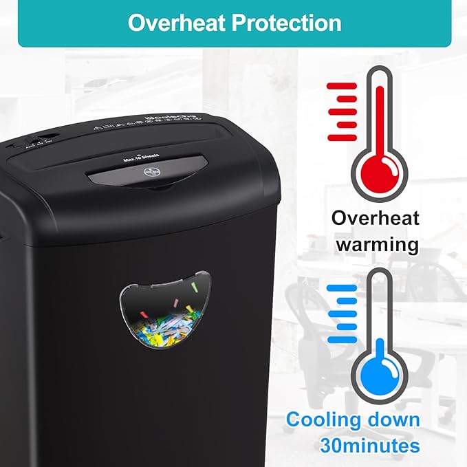 Paper Shredder for Home: with12 Sheet Cross Cut,5.55-Gallon Basket, P-4 Security,Shred for Cards/CDs/Staples/Clips - Jam Proof System for Office Home