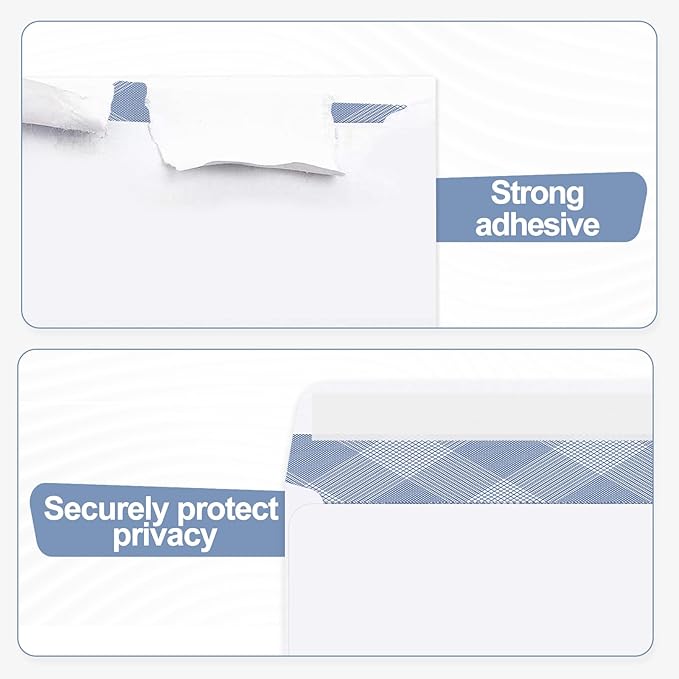 500#9 Double Window Security Envelopes, PANDRI NO.9 Self Seal White Envelopes Designed for Invoices and QuickBooks, Business Statements & Documents - Number 9 Size 3 7/8 Inch X 8 7/8 Inch - 24 LB