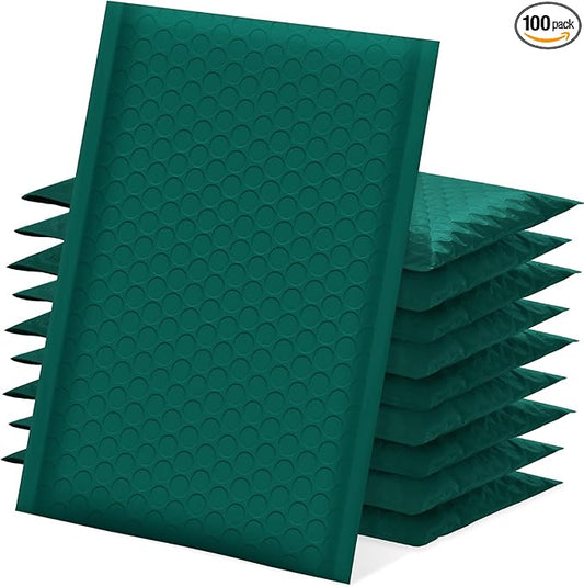 UCGOU Bubble Mailers 4x8 Inch Green 100 Pack Poly Padded Envelopes Small Business Mailing Packages Opaque Self Seal Boutique Shipping Bags Bubble Mailer