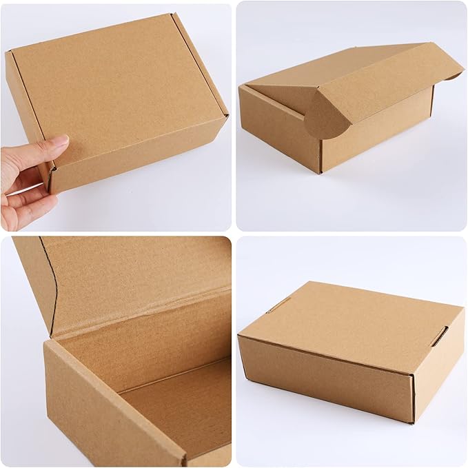 Brown Corrugated Cardboard Boxes - 7x5x2, 30 Pack Small Shipping Boxes for Mailing & Packaging