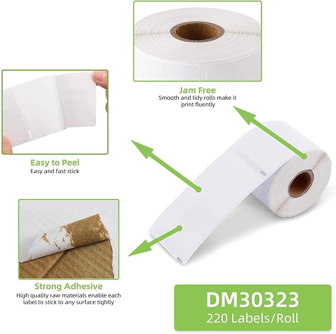 Compatible 2-1/8" x 4" Direct Thermal Labels Replacement for DYMO 30323 Address Shipping Postage Barcodes, Compatible with Rollo, DYMO 4XL & Zebra Desktop Printers (12 Rolls, 220 Labels/Roll)