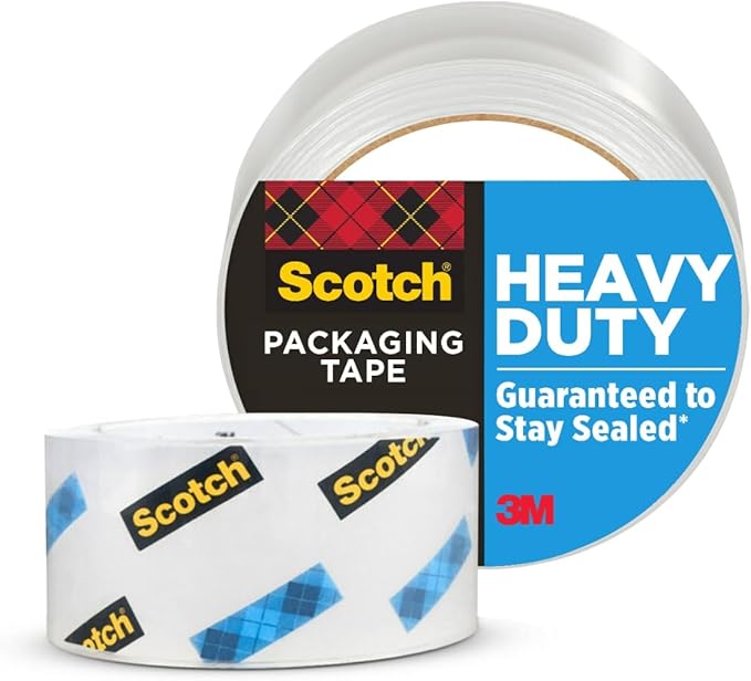 Scotch Heavy Duty Packing Tape, Clear | 1.88 in. x 54.6 yd. | For Shipping | 1 Roll, Pack of 12