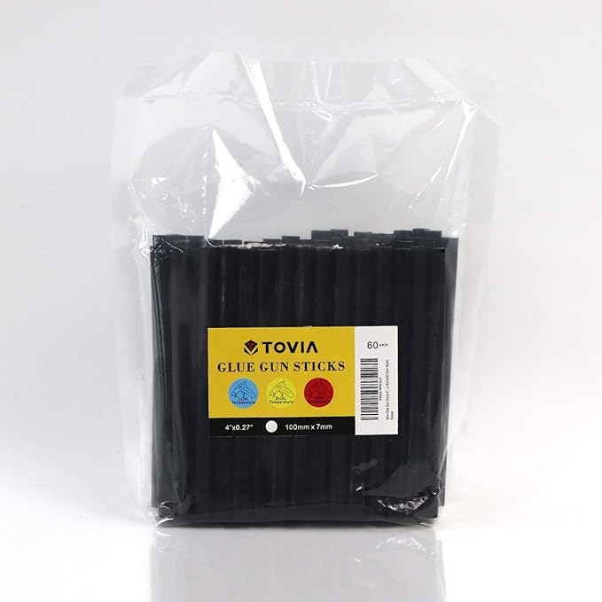 Black Hot Glue Sticks 4" Long 0.27" Dia, Mini Size Glue Sticks for Glue Gun, Dual Temp All Purpose Craft Adhesive, 60-Pack