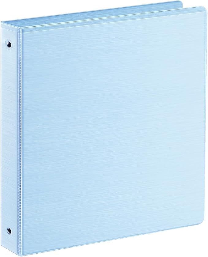 SUIN 1 Inch 3 Ring Binder, Clear 1'' View Presentation Binders with 2 Pockets, Fits 8.5 x 11 Letter Size, Durable Polypropylene, Non-Stick & PVC-Free for School, Office & Home (Brushed Blue)