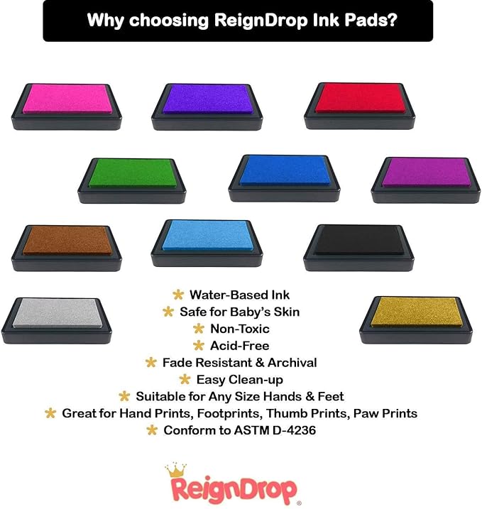 ReignDrop Ink Pad For Baby Footprint & Handprint - Creates Impressive Long Lasting Keepsake Stamp for Infant & Kids. Smudge Proof, Easy to Wipe Off Skin, Safe & Gentle Acid Free(Sky Blue)