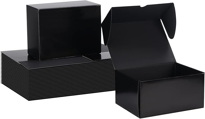 Rempry 8x6x4 Inches Black Shipping Boxes, 20 Pack Small Business Corrugated Cardboard Mailer for Shipping Packaging, Gifts Wrap Boxes with Lids