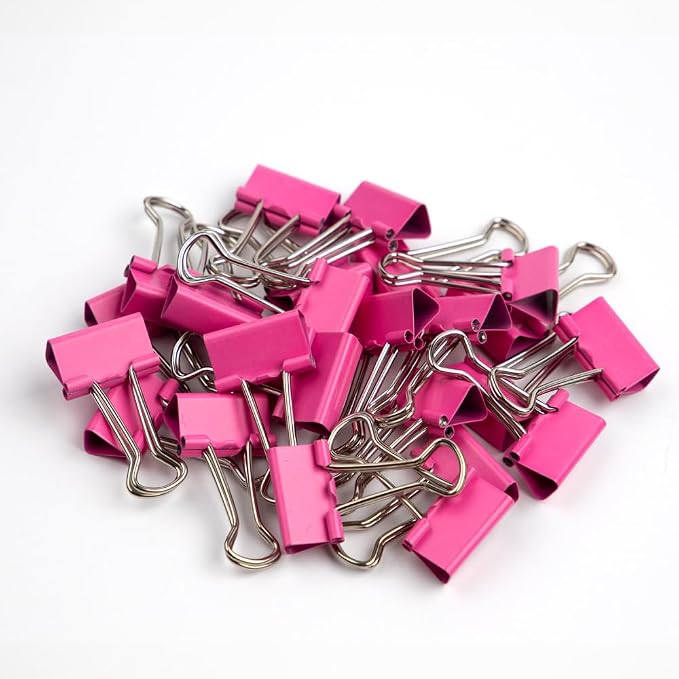 JAM PAPER Colorful Binder Clips - Small - 3/4 Inch (19 mm) - Pink Binderclips - 25/Pack