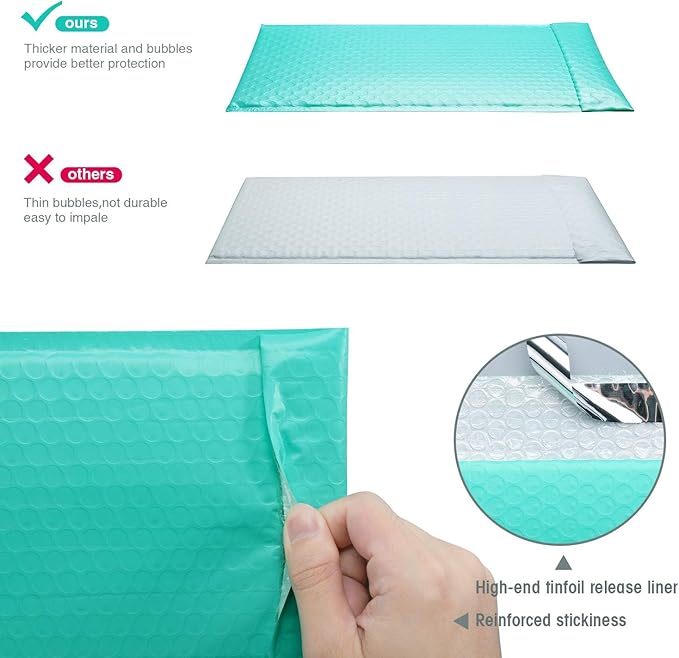 GSSUSA Teal Bubble Mailers 6x10 Small Padded Envelopes 600 Pack,Strong Adhesion Envelope Mailer Self-Seal Bubble Envelopes for Small Business