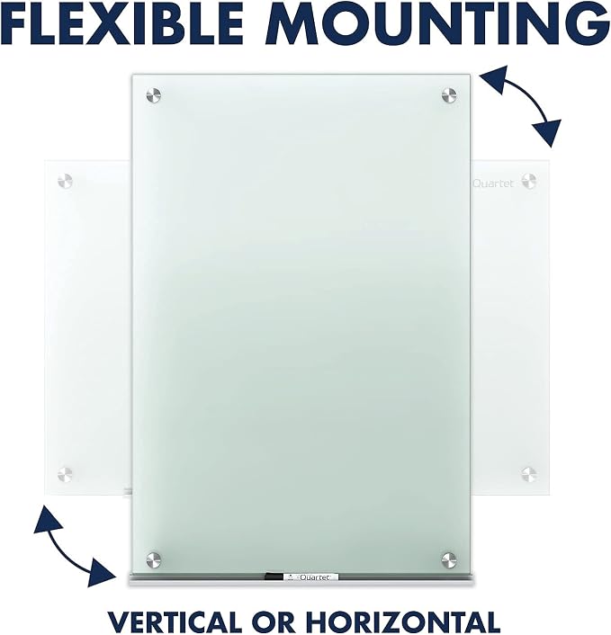 Quartet Whiteboard, Glass Dry Erase Board, Non-Magnetic, 8' x 4', Infinity Frameless Mounting, Includes Dry Erase Marker, Frosted White (G9648F)