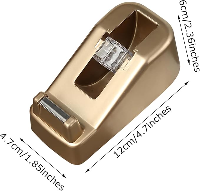 Small Desk Tape Dispenser Heavy Duty Cute Desktop Tape Dispenser with Weighted Non-Skid Base Suitable for 1 Inch Core Tape (Luxury Gold)
