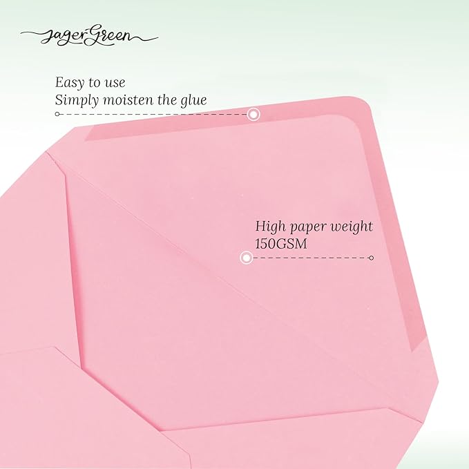 50 Pack 4x6 Envelopes Letter Size, Pink A4 Envelopes Self Seal for Wedding Invitation, Envelope 4.3x6.3 for Greeting Cards, Photos, Baby Shower, Graduation, Thank You Cards, Announcements