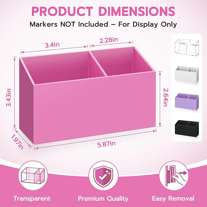 MR.MATE Magnetic Pen Holder,Pink Magnetic Marker Cup for Fridge Whiteboard | Dry Erase Marker Pencil Holder with Acrylic Cup and Strong Magnet, Non-slip Design For Refrigerator Locker Office & Classroom