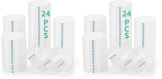 OWLKELA 24 Rolls Transparent Tape Refills, Clear Tape, All-Purpose Transparent Glossy Tape for Office, Home, School (Pack of 2)