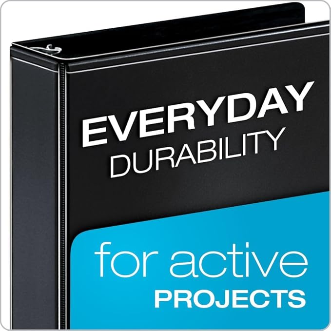 Cardinal 3 Ring Binder, 1 Inch Performer ClearVue Binder, Round Rings, 225-Sheet Capacity, Customizable ClearVue Covers, PVC-Free, Black (67225)