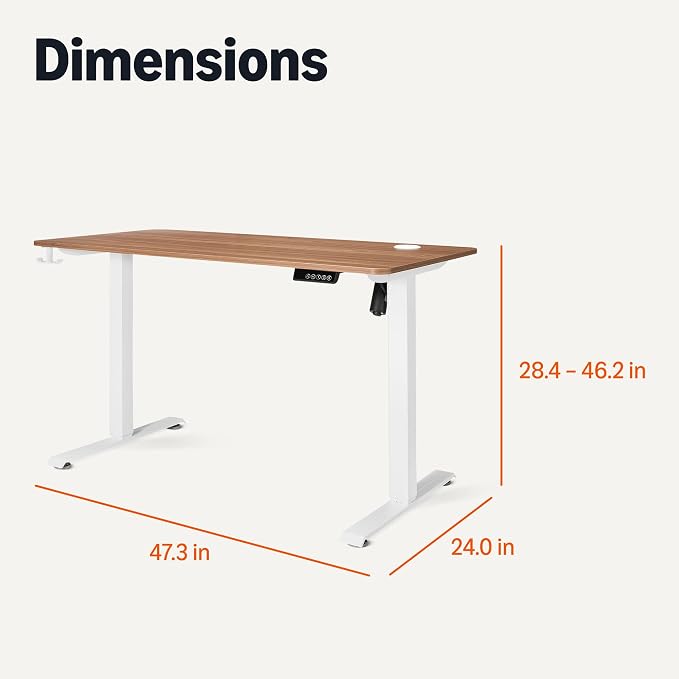 Amazon Basics Electric Standing Desk, Height Adjustable Home Office Desk with Quiet Motor and Multiple Presets, White/Oak Effect