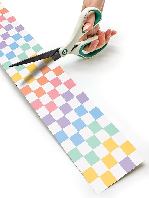 Teacher Created Resources Cool for School Checkers Straight Rolled Border Trim - 50ft - Decorate Bulletin Boards, Walls, Desks, Windows, Doors, Lockers, Schools, Classrooms, Homeschool & Offices