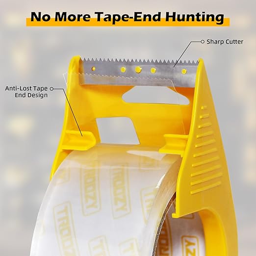 1.88 in x 66.6 YDs Clear Heavy Duty Packing Tape with Dispenser, 2.68 Mil Thick Strong & Durable Shipping Tape for Packing Boxes, Moving, Mailing & Storage