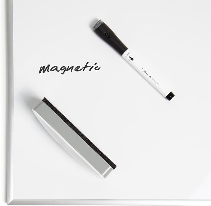U Brands Magnetic Dry Erase Board Felt Eraser, 2"x5"x1", White, Lightweight Modern Design