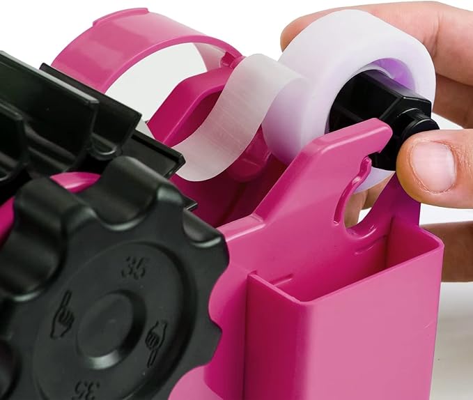 Cute Pink Heat Tape Dispenser with Pen Slot and 1"& 3" Dual-roll cores,semi-Automatic Desk 3/4" Sublimation Tape Dispenser & Cut, Designed for Office,School and Warehouse.