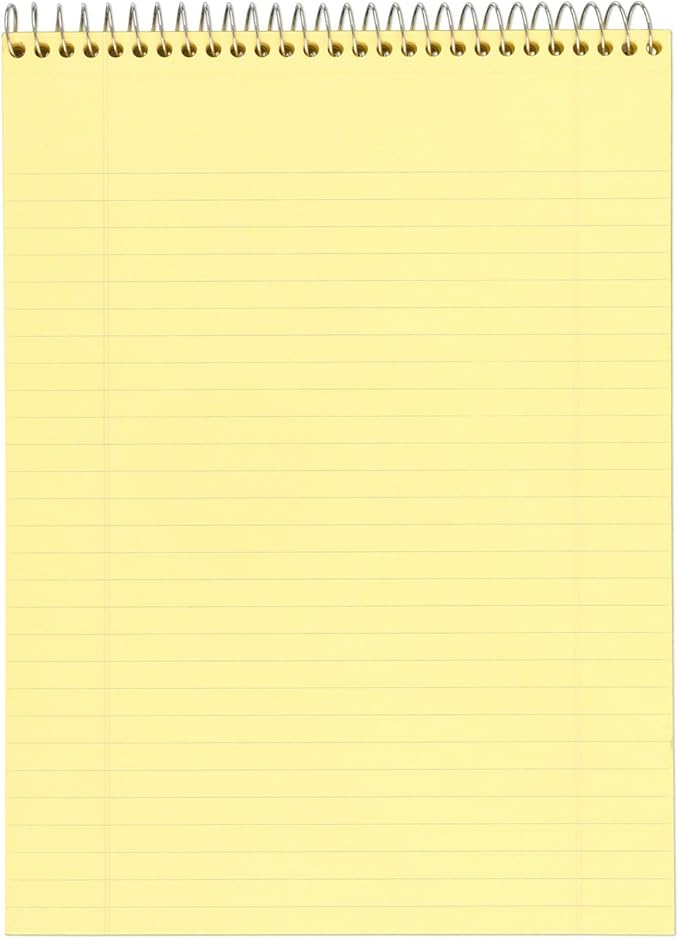 Mead Writing Pads, Wide Ruled Paper, 8-1/2" x 11", 70 Sheets, Memo Pads, Note Pads, Steno Pads, Yellow (59880)