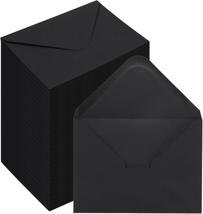 200 Pack 4x6 Envelopes Black - Contour Flap A4 Envelope,Premium 120gsm Thick Paper Invitation Envelopes for Back to School,Wedding RSVP Cards,Photos,Postcards,Greeting Cards,Mailing