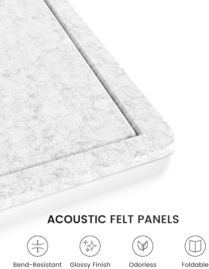 Fluxynara 23.6" x 17.1" Bulletin Board, Light Gray | Cork Board Alternative with 12 Removable Adhesive Tabs, Foldable Felt Pin Board for Home, Office, Classroom & Dorm