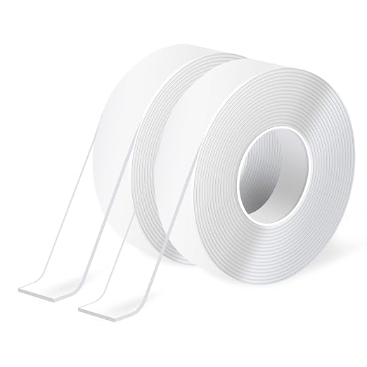 Art3d Traceless Nano Double-Sided Tape, 1/24 Inch x 2 Inch x 10 ft, Crystal | Strong Adhesion, Removable, Reusable, Waterproof, Residue-Free, Damage-Free, for Home, Office, Suitable for Renters, DIYers