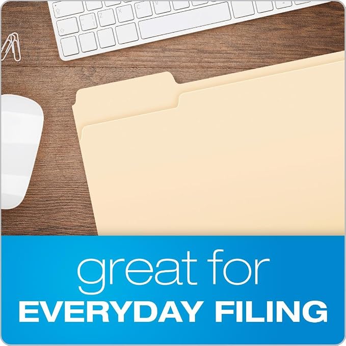 Pendaflex File Folders,Durable Manila Folders,Letter Size (8.5" x 11"),3 Top Tabs for Easy Labeling,Everyday Filing Essential for Offices,Classrooms&Home Document Organization,100 Count (Pack of 2)