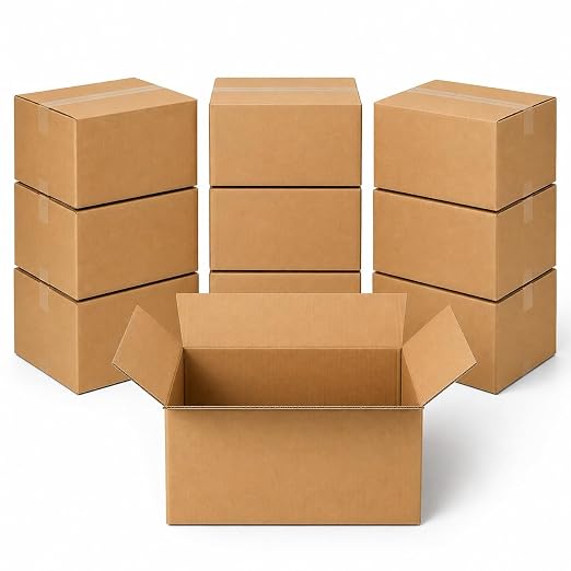 BOX USA Moving Boxes Holds 65lbs, 22"L x 17"W x 12"H (10-Pack) Large - Corrugated Cardboard Box for Shipping, Mailing, Packing, Packaging and Storage