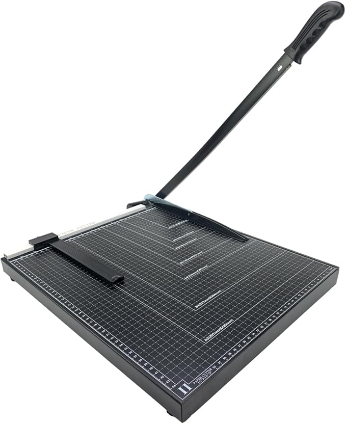 Paper Cutter,18" A3 Stack Paper Trimmer Paper Cutting Board,Heavy Duty Metal Base Paper Slicer with Safety Guard and Blade Lock,12 Sheets Capacity,Guillotine Paper Slicer Cutter for Home, Office