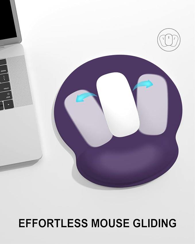 Auhoahsil Mouse Pad, Ergonomic Mouse Pad with Wrist Rest, Pain Relief Computer Gel Mouse Pad Wrist Support for Laptop, Mousepad with Non-Slip PU Base, Mouse Pads for Desk, Dark Purple