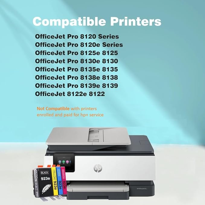 923e Black Replacement for HP 923 Black Ink Cartridges HP923 e 923XL Compatible with OfficeJet Pro 8130e 8135e 8138e 8139e 8130 Series Office Jet Pro 8125e 8120 8120e Series Printer (1 Pack)