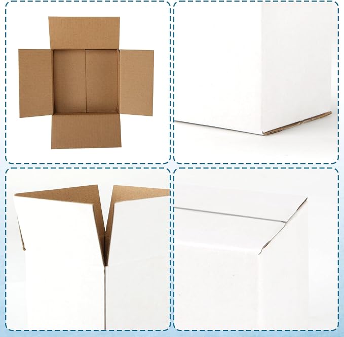 50-Pack Shipping Boxes 3x3x3 Inches, White | Corrugated Cardboard Box for Business Packing, Shipping, and DIY, Easy to Fold and Assemble