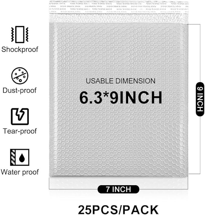 Koja 6 X 10” Padded Bubble Mailers 50-Pack. Quality Mailing and Shipping Envelopes and Bags with 6 X 9" Usable Size. Extra-thick Padding. Fast and Easy Self-seal Envelope. (White)