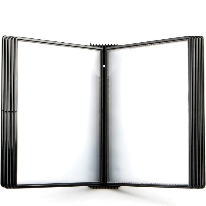 Tarifold Wall Mount Reference System, 10 Pockets, Easy-Load Design, Black | 10 Double-Sided Polypropylene Pockets, Holds 20 Letter-Size Sheets, Sturdy Wall-Mount Bracket, Quick and Easy to Install