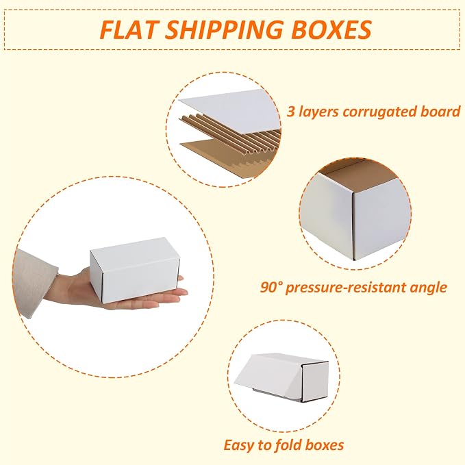 HORLIMER Shipping Boxes Set of 50, Small Corrugated Cardboard Box Literature Mailer, (White, 4.6" x 2.2" x 2.2")
