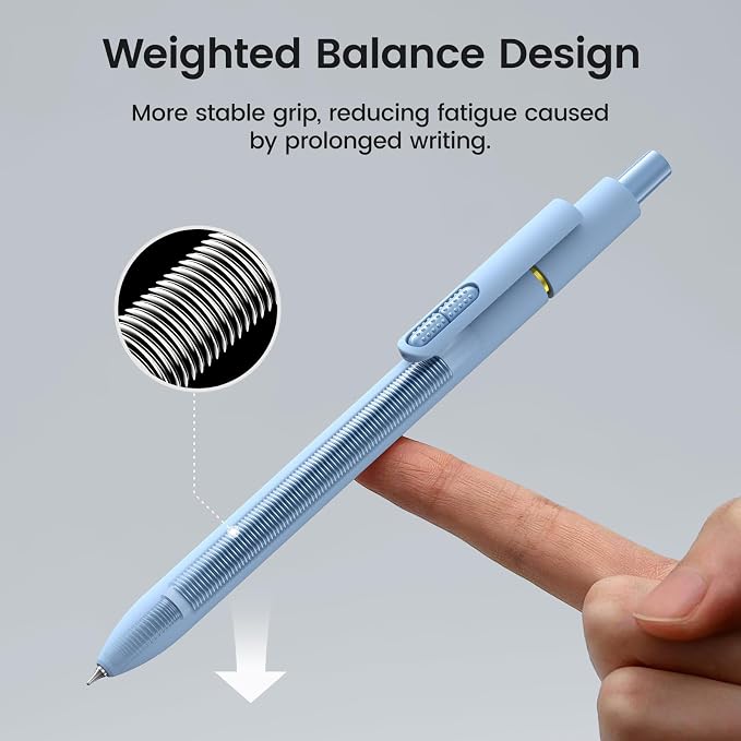 8 Pack Blue Gel Pens with Fidget, 0.7mm Blue Ink Quick-Drying | Fine Point Smooth Writing - Stress Relief Retractable, Soft Grip Cute Pen for Journaling, School Office, Gift, Morandi Style