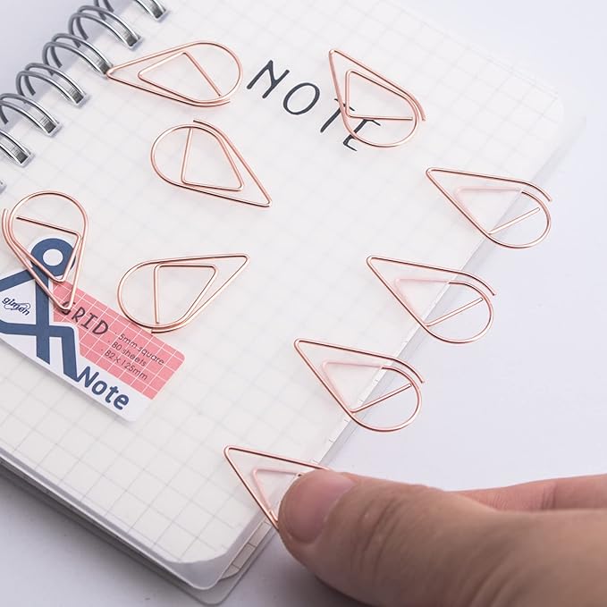 300 Pieces Rose Gold Cute Stainless Steel Drop-Shaped Paper Clips for School Office Supplies Baby Shower Wedding Invitations Crafts Scrapbooking Bookmarks Kids Women Planners by VENCINK